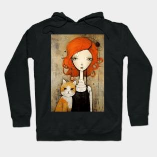 Girl and Cat 3 Hoodie